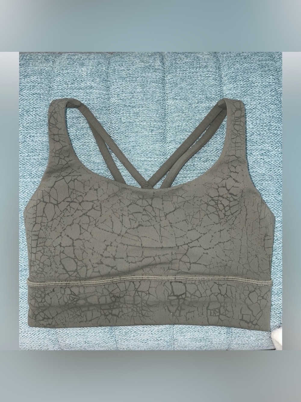 Lululemon Free To Be Serene Long Line Sports Bra Size 4, Green Marble Print